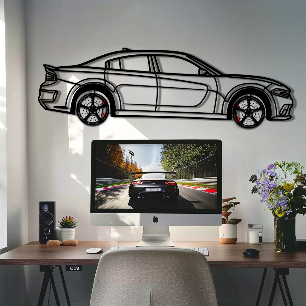 Dodge Charger SRT Metal Car Wall Art with Rotating Wheels - Modern American Muscle Silhouette - Interactive Automotive Wall Decor - KAFMEKA121 - Tampa Home & Garden Store