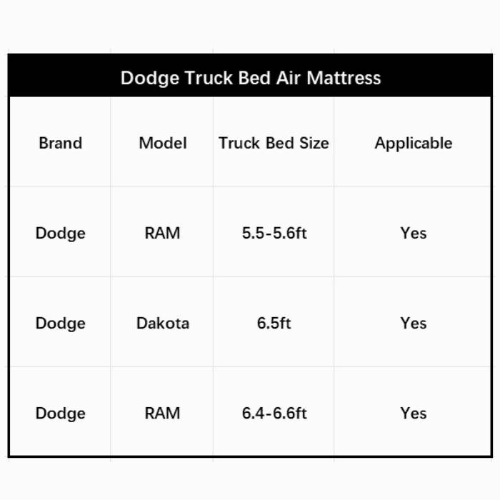 Umbrauto Dodge truck bed air mattress 3 sizes RAM 5.5–5.6ft, Dakota 6.5ft, RAM 6.4–6.6ft on Tampa Home & Garden Store