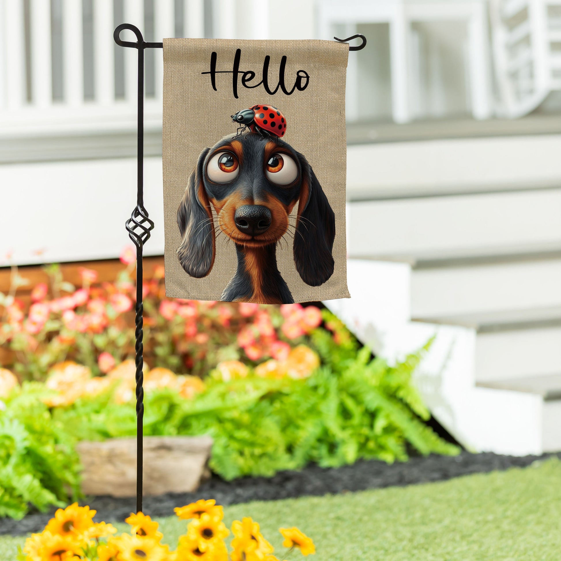 Dog & Ladybug Suede Garden Flag - Tampa Home & Garden Store
