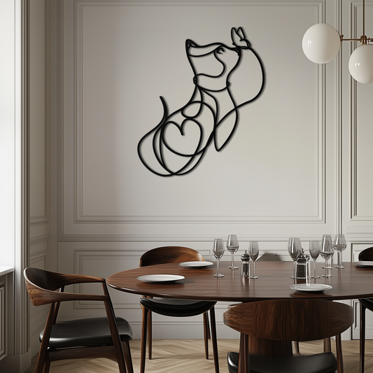 Dog and Butterfly Line Art Metal Wall Decor – Minimalist Pet Silhouette Black Steel Artwork for Home Interiors- KAF414 - Tampa Home & Garden Store