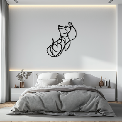 Dog and Butterfly Line Art Metal Wall Decor – Minimalist Pet Silhouette Black Steel Artwork for Home Interiors- KAF414 - Tampa Home & Garden Store