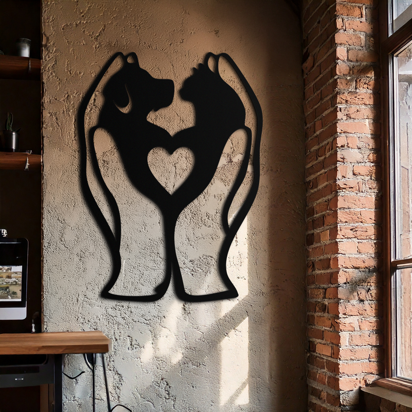 Dog and Cat in Hand Metal Wall Art – Heartwarming Pet Love Decor for Animal Lovers- KAF593 - Tampa Home & Garden Store