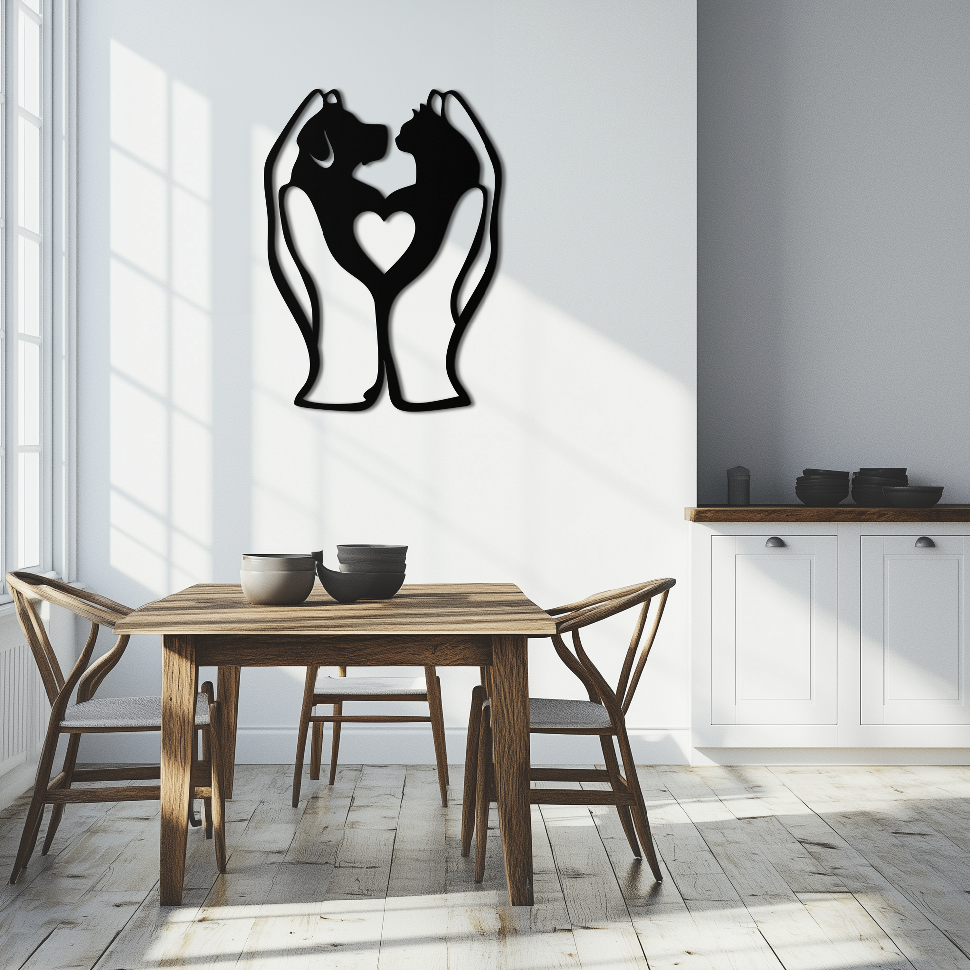 Dog and Cat in Hand Metal Wall Art – Heartwarming Pet Love Decor for Animal Lovers- KAF593 - Tampa Home & Garden Store