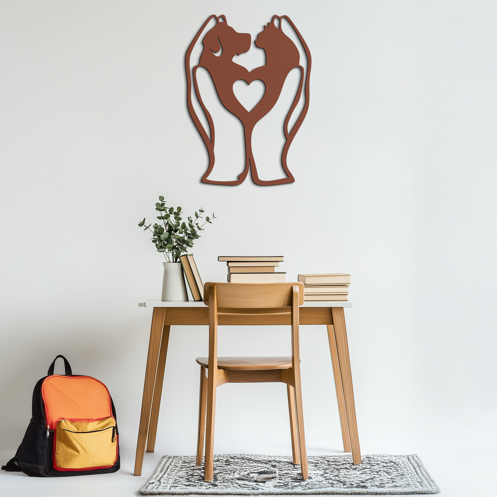 Dog and Cat in Hand Metal Wall Art – Heartwarming Pet Love Decor for Animal Lovers- KAF593 - Tampa Home & Garden Store