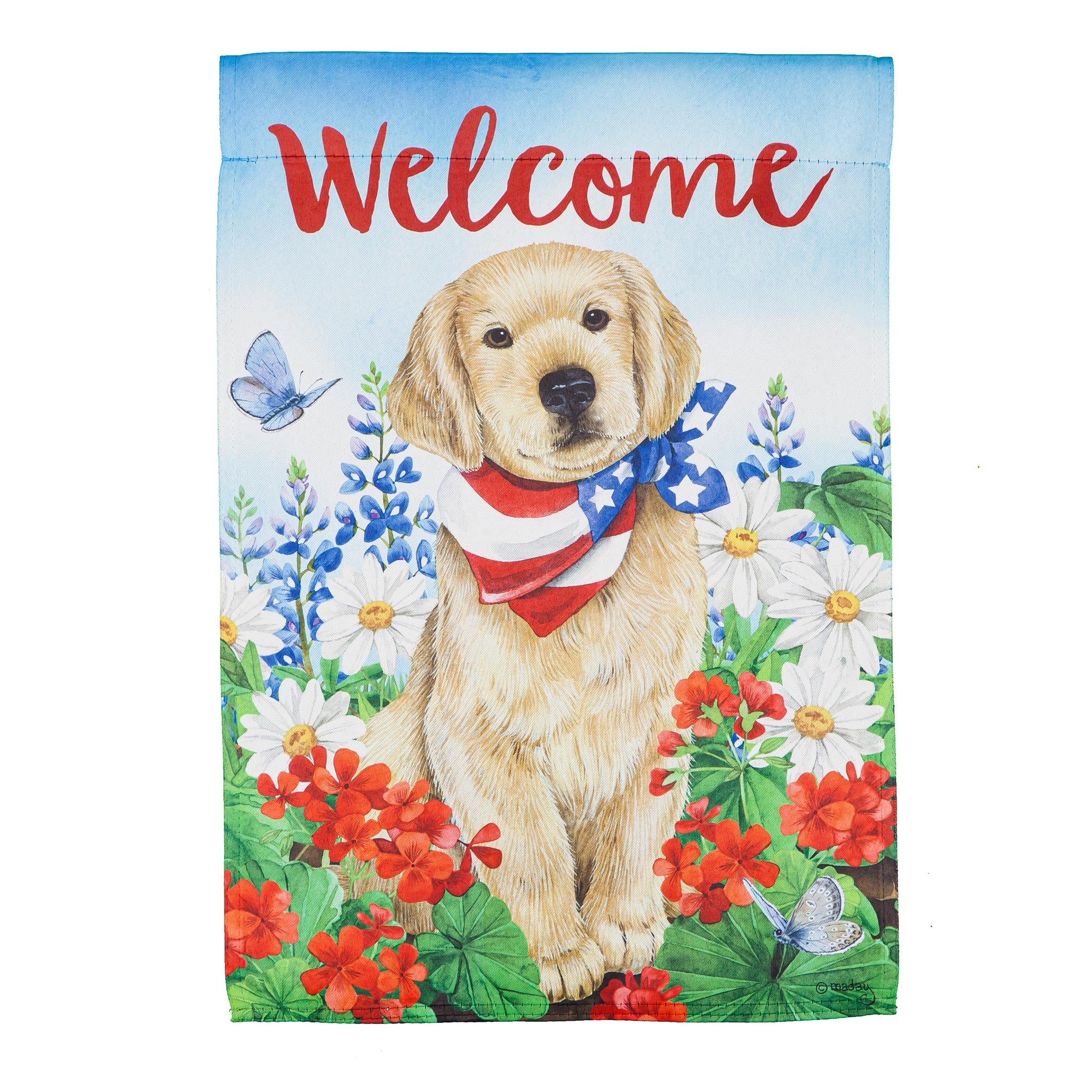 Dog with Patriotic Bandana Garden Suede Flag - Tampa Home & Garden Store