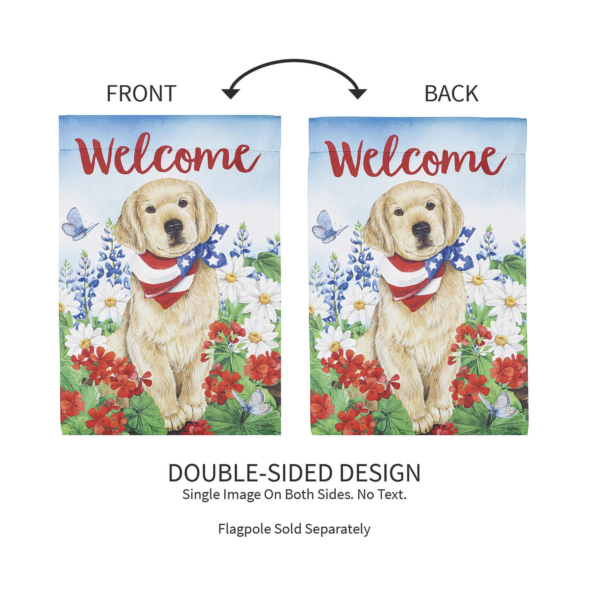 Dog with Patriotic Bandana Garden Suede Flag - Tampa Home & Garden Store