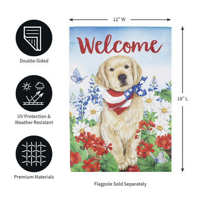 Dog with Patriotic Bandana Garden Suede Flag - Tampa Home & Garden Store