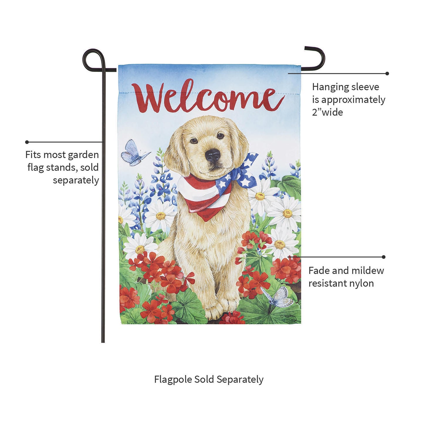 Dog with Patriotic Bandana Garden Suede Flag - Tampa Home & Garden Store