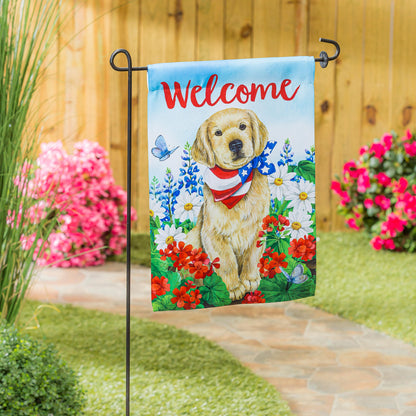 Dog with Patriotic Bandana Garden Suede Flag - Tampa Home & Garden Store