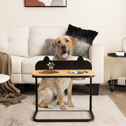 Dog Bowl Stand with 2 Stainless Steel Food Water Bowls - Tampa Home & Garden Store