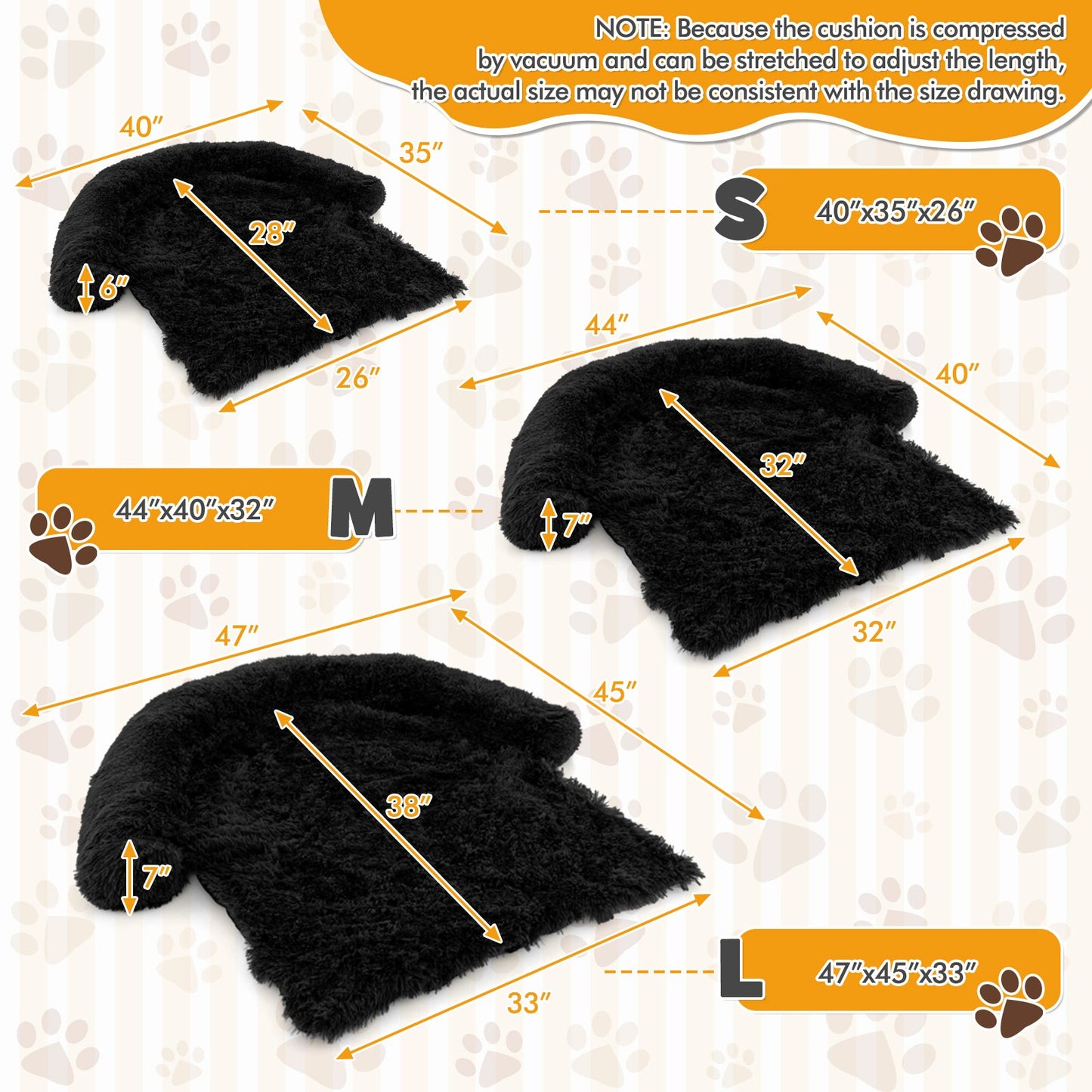 Plush Calming Dog Couch Bed with Anti-Slip Bottom