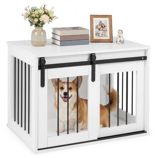 Heavy Duty Dog Crate with Sliding Barn Door