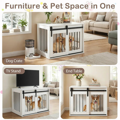 Heavy Duty Dog Crate with Sliding Barn Door
