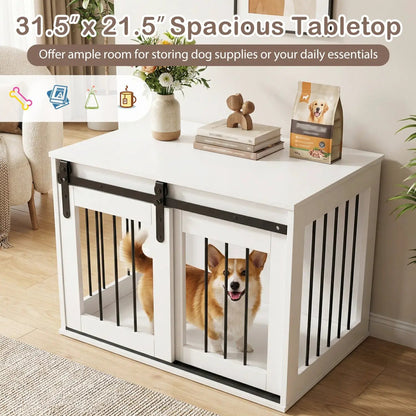 Heavy Duty Dog Crate with Sliding Barn Door