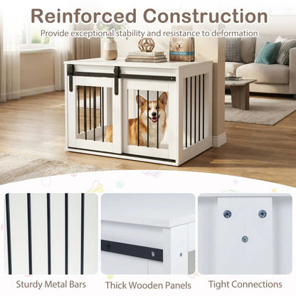 Heavy Duty Dog Crate with Sliding Barn Door