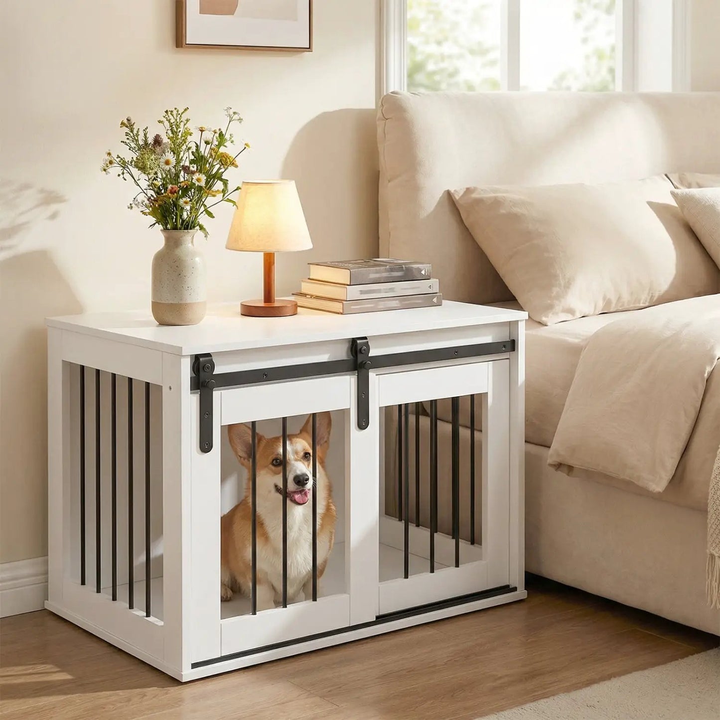Heavy Duty Dog Crate with Sliding Barn Door