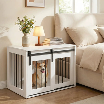 Heavy Duty Dog Crate with Sliding Barn Door