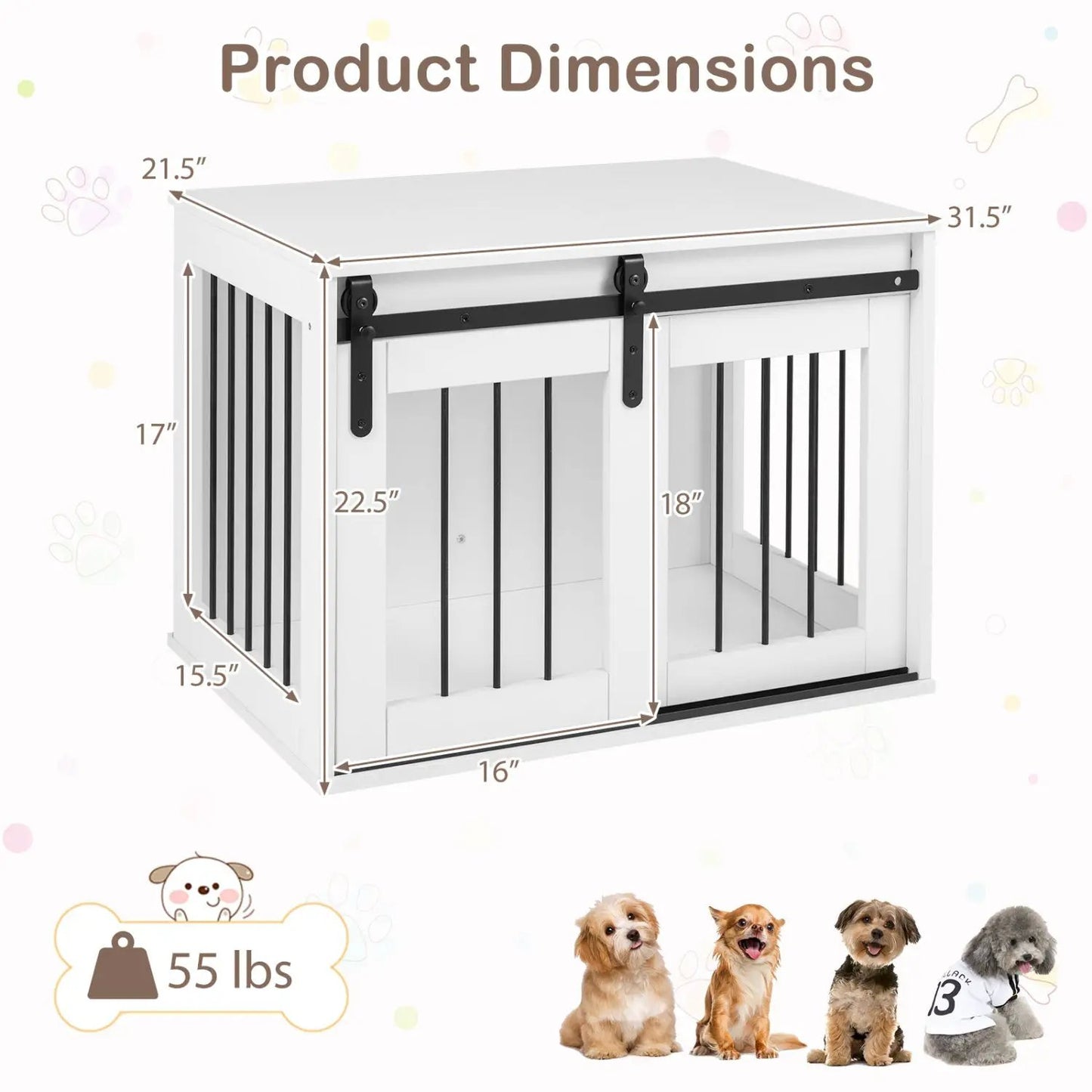 Heavy Duty Dog Crate with Sliding Barn Door