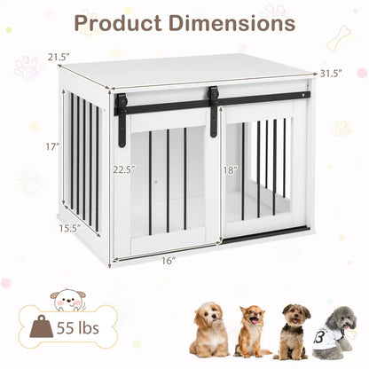 Heavy Duty Dog Crate with Sliding Barn Door