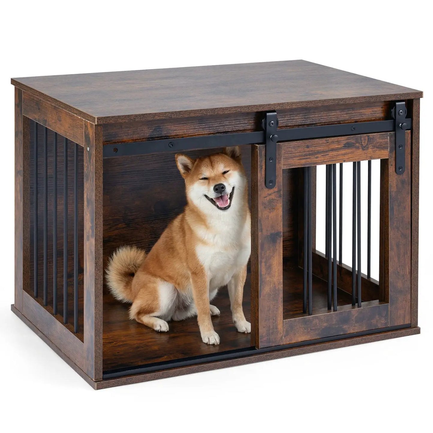 Heavy Duty Dog Crate with Sliding Barn Door