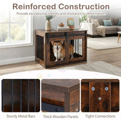 Heavy Duty Dog Crate with Sliding Barn Door