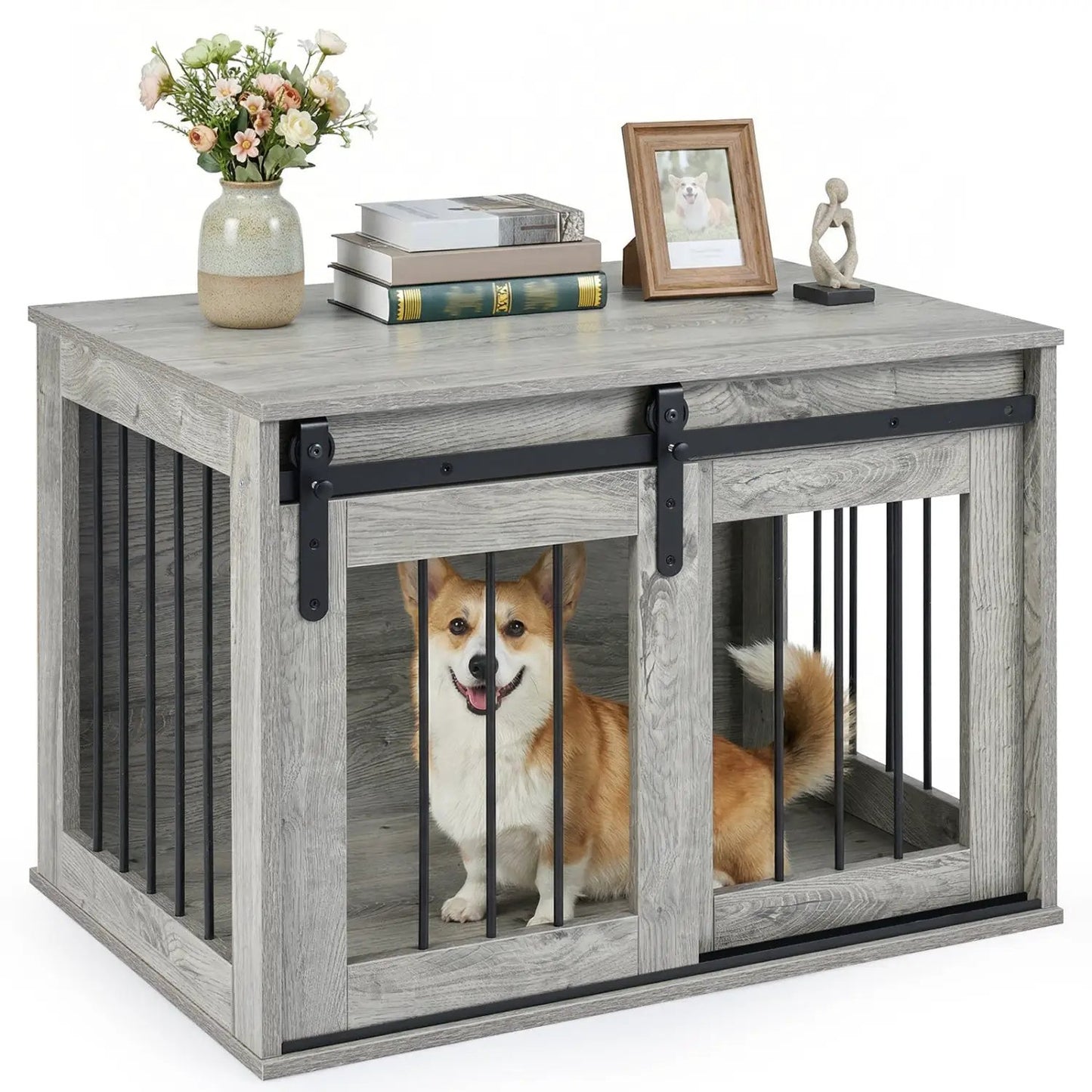 Heavy Duty Dog Crate with Sliding Barn Door
