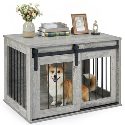 Heavy Duty Dog Crate with Sliding Barn Door