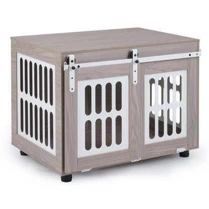 Dog Crate Furniture With Sliding Barn Door