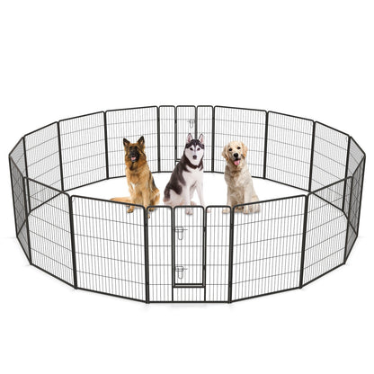 16 Panel 24/32/40 Inches Height Dog Playpen with Lock and Large Door