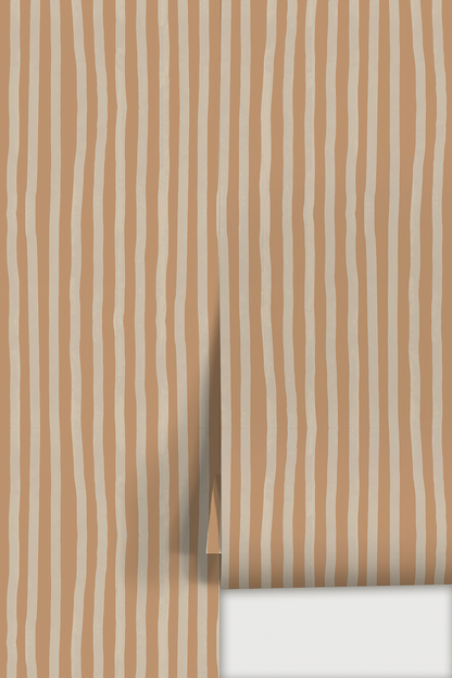 Dolce Stripe Wallpaper, apricot and off-white - Tampa Home & Garden Store