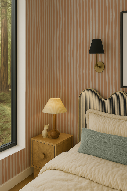 Dolce Stripe Wallpaper, apricot and off-white - Tampa Home & Garden Store