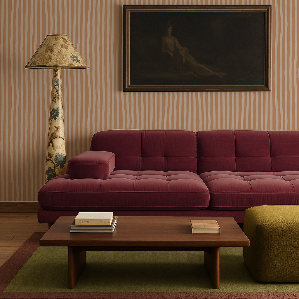 Dolce Stripe Wallpaper, apricot and off-white - Tampa Home & Garden Store