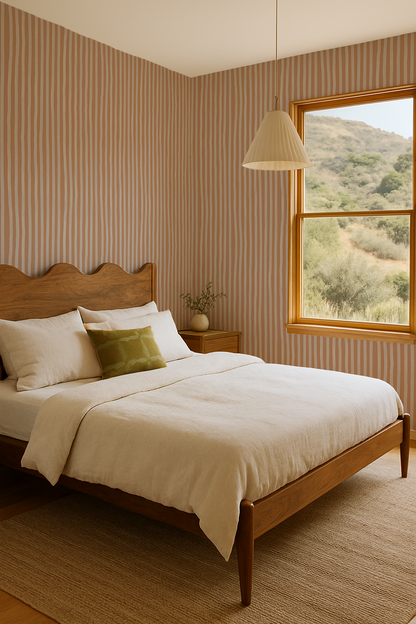 Dolce Stripe Wallpaper, apricot and off-white - Tampa Home & Garden Store