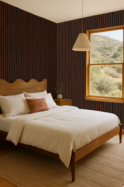 Dolce Stripe Wallpaper, black and chocolate brown - Tampa Home & Garden Store