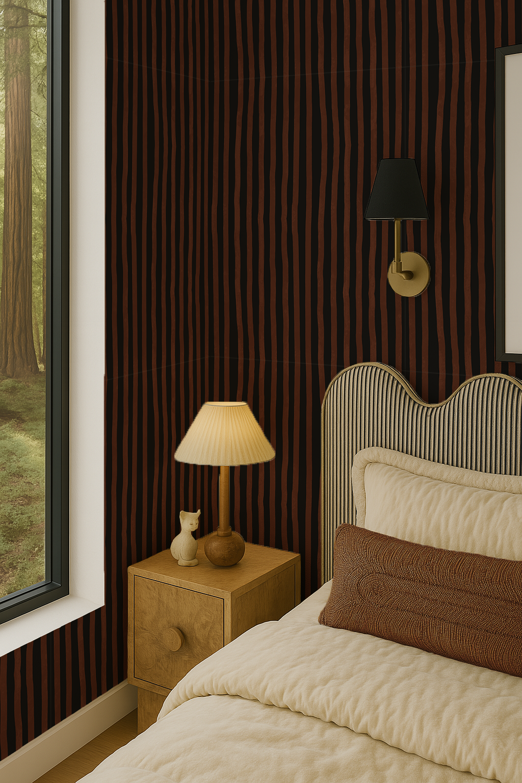 Dolce Stripe Wallpaper, black and chocolate brown - Tampa Home & Garden Store