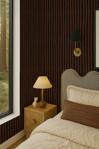Dolce Stripe Wallpaper, black and chocolate brown - Tampa Home & Garden Store
