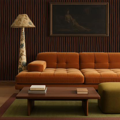 Dolce Stripe Wallpaper, black and chocolate brown - Tampa Home & Garden Store