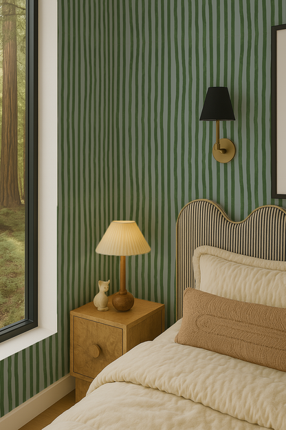 Dolce Stripe Wallpaper, blue and green - Tampa Home & Garden Store