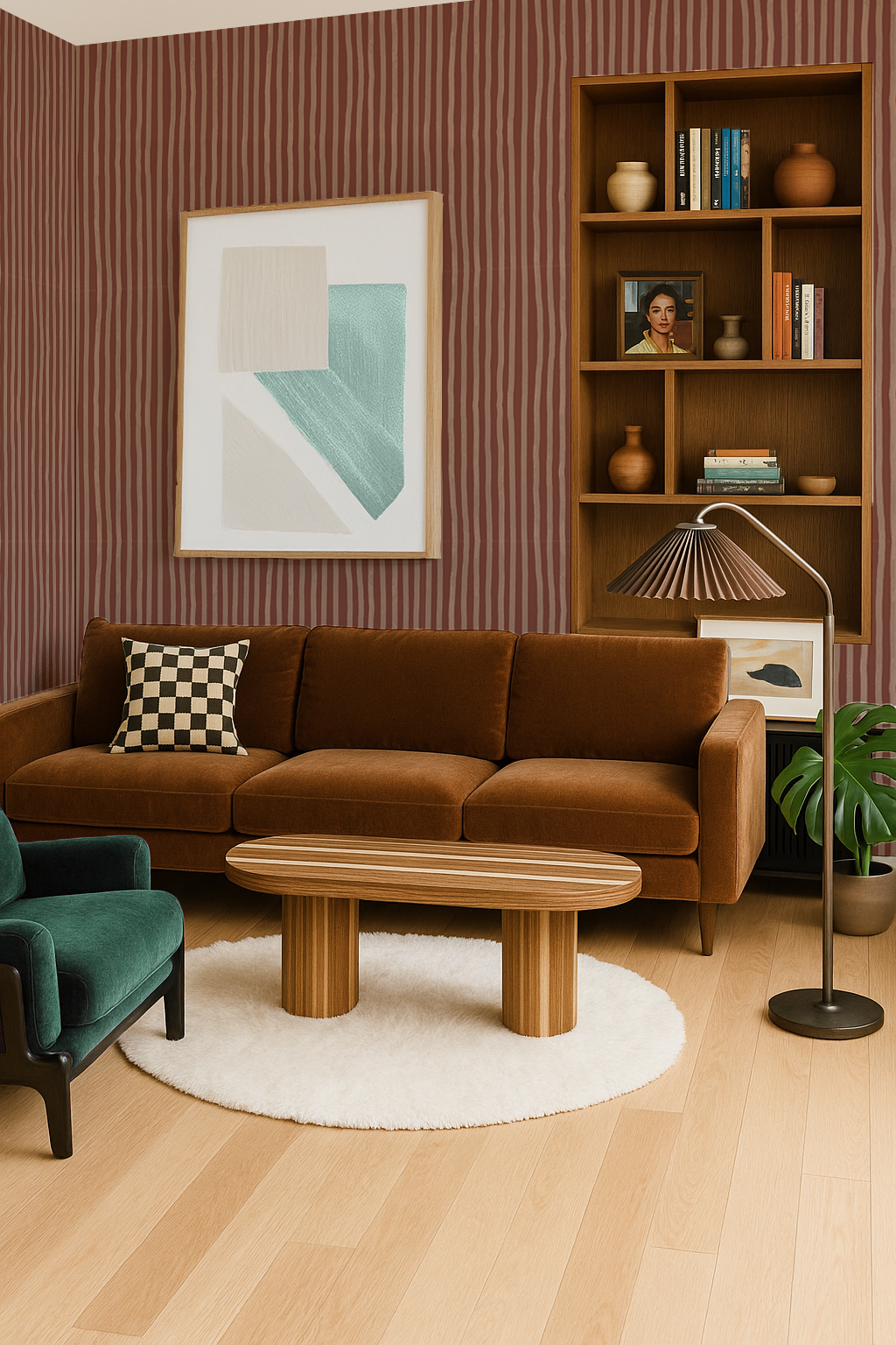 Dolce Stripe Wallpaper, brown and peach - Tampa Home & Garden Store