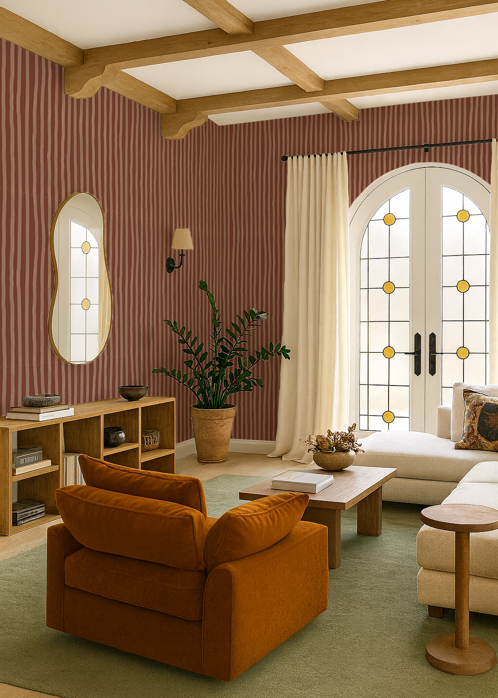 Dolce Stripe Wallpaper, brown and peach - Tampa Home & Garden Store