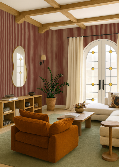 Dolce Stripe Wallpaper, brown and peach - Tampa Home & Garden Store