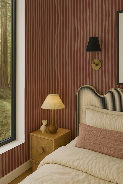 Dolce Stripe Wallpaper, brown and peach - Tampa Home & Garden Store