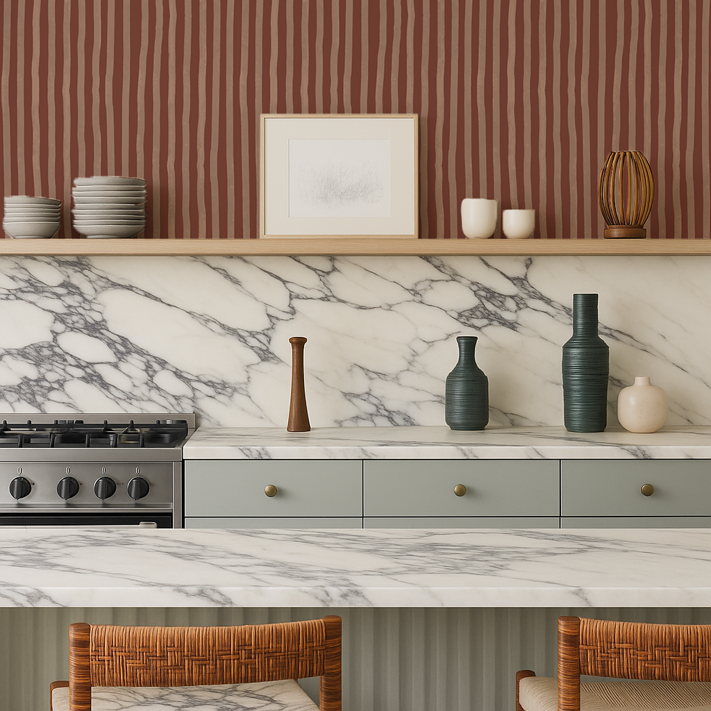 Dolce Stripe Wallpaper, brown and peach - Tampa Home & Garden Store