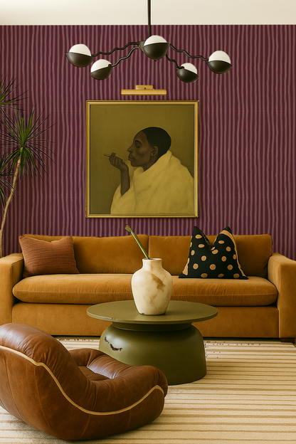 Dolce Stripe Wallpaper, eggplant and mauve - Tampa Home & Garden Store