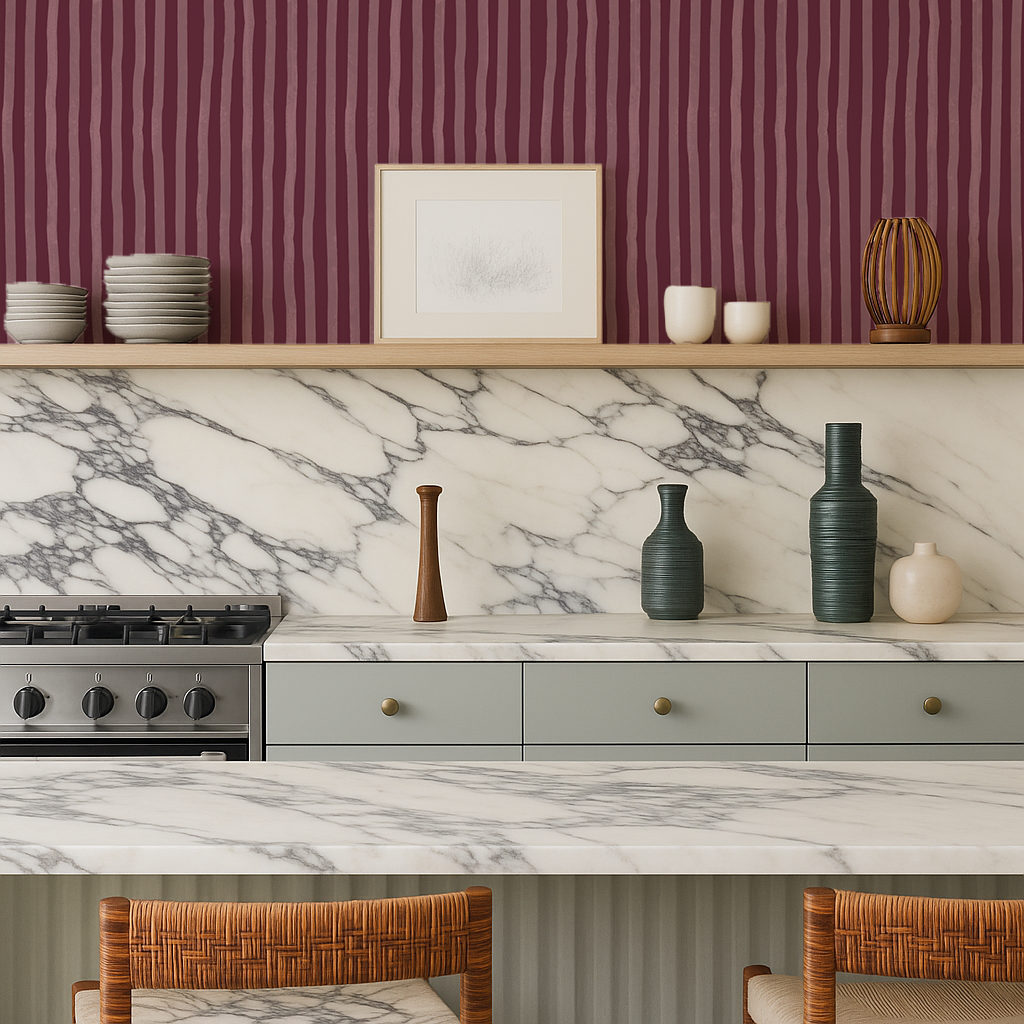 Dolce Stripe Wallpaper, eggplant and mauve - Tampa Home & Garden Store