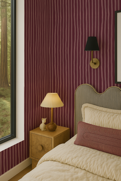Dolce Stripe Wallpaper, eggplant and mauve - Tampa Home & Garden Store