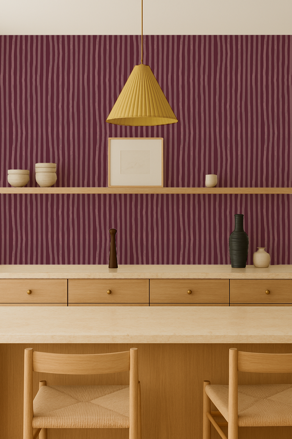 Dolce Stripe Wallpaper, eggplant and mauve - Tampa Home & Garden Store