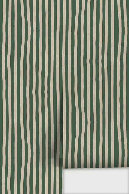 Dolce Stripe Wallpaper, green and beige - Tampa Home & Garden Store