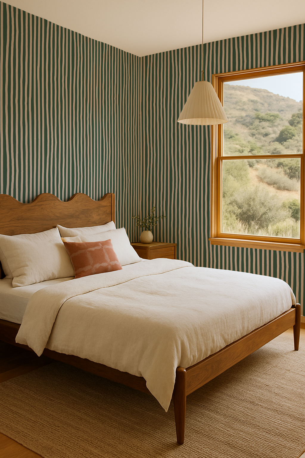 Dolce Stripe Wallpaper, green and beige - Tampa Home & Garden Store