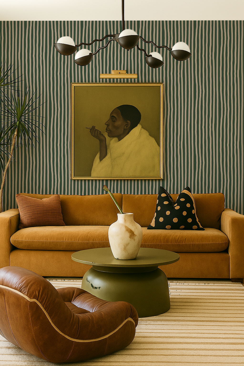 Dolce Stripe Wallpaper, green and beige - Tampa Home & Garden Store